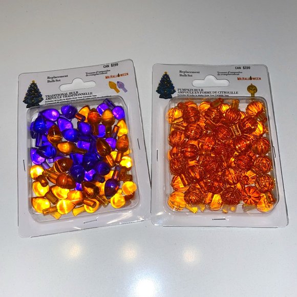 2 Packs Halloween Plastic Mini Light Bulbs Covers Trees Pumpkins - Picture 1 of 4